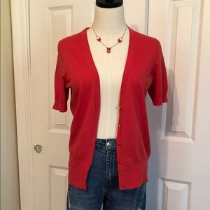 Banana Republic V-neck Short Sleeve Red Women's Cardigan